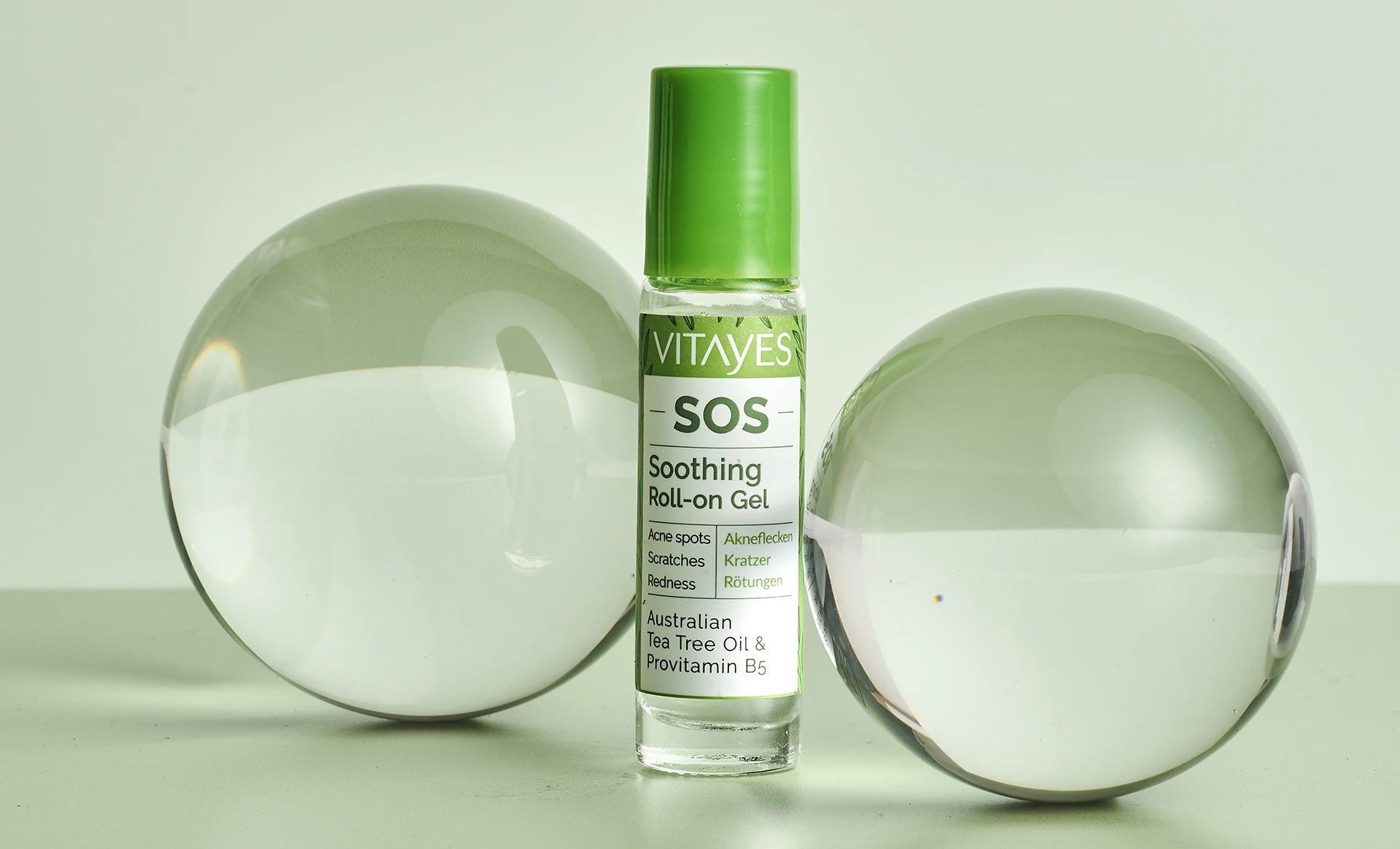 SOS tea tree oil roller, vitamin B5, against acne spots, scratches, skin inflammation, soothing roll-on stick 10ml